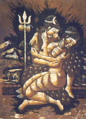 Goddess Parvati and Lord Shiva in loving embrace