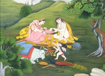 Goddess Parvati and Lord Shiva Lord, alongwith their sons, Lord Ganesha and Lord Kartikeya