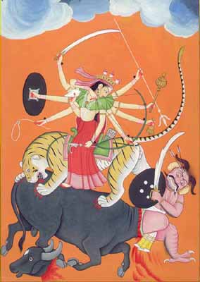 Goddess Durga Slaying Demon Mahisasura