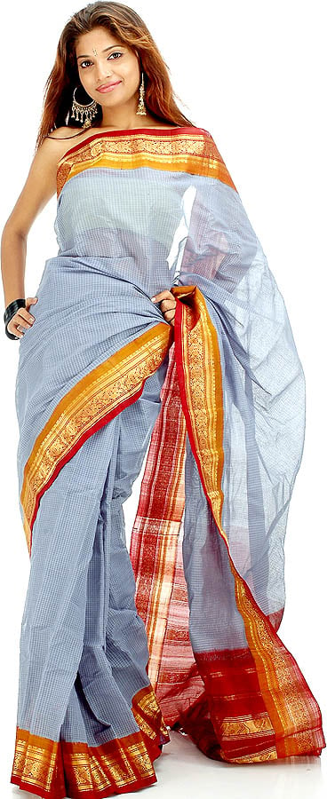 Image credit: http://www.exoticindiaart.com/saris/handwoven_gadwal_cotton_sari_with_real_silver_zari_ye89.jpg