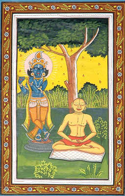 Meditating Chaitanya Mahaprabhu With Shri Krishna