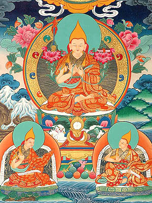 Tsongkhapa with his Chief Disciples Gyaltsab Je and Khedrup Je
