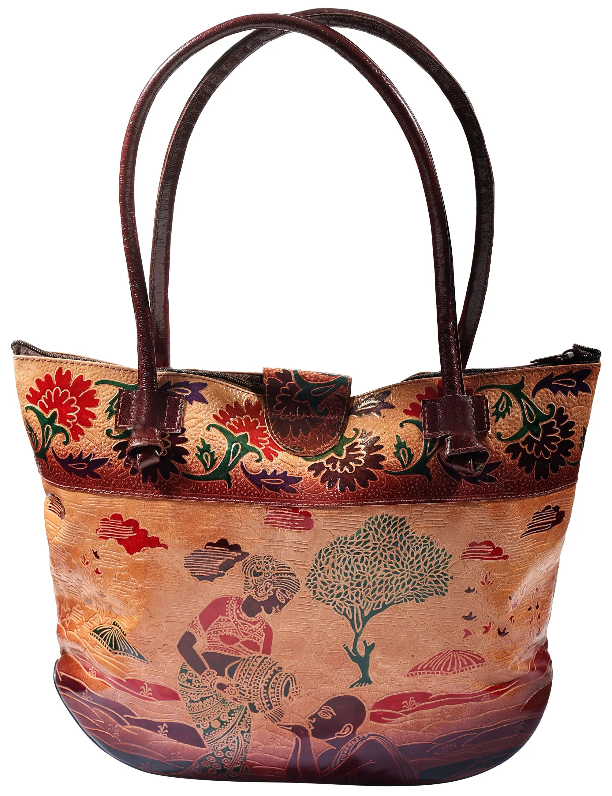 Pure Leather Shoulder Bag from Shantiniketan Kolkata, Hand-Carved and ...