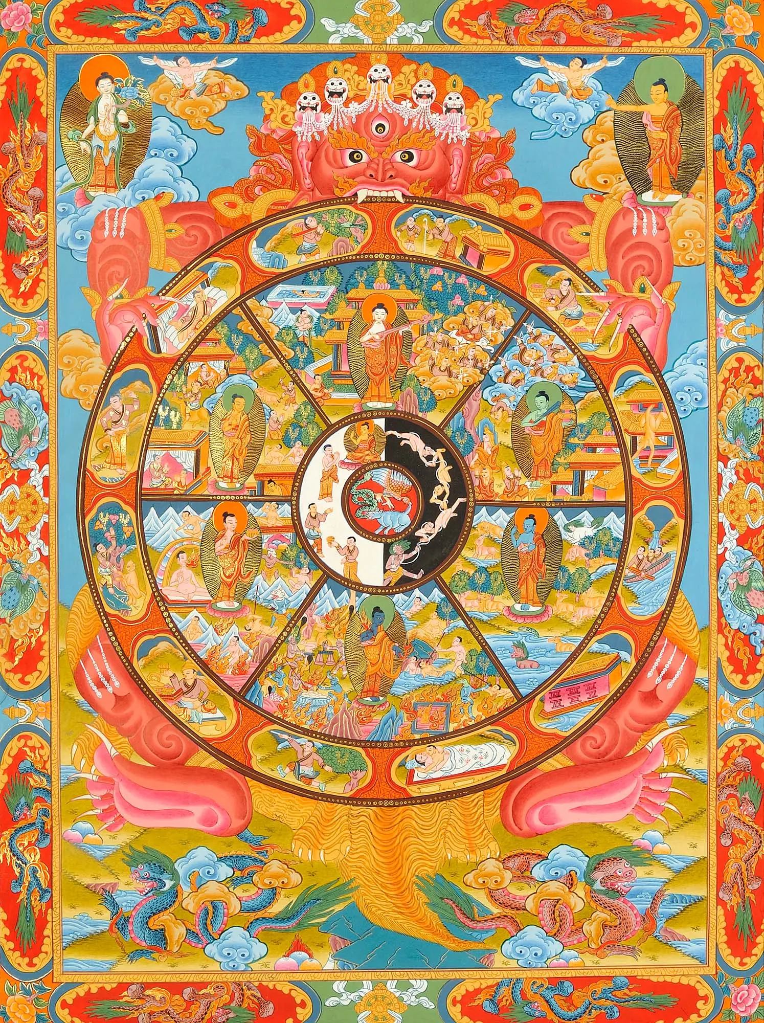 Tibetan Buddhist Bhavachakra of Human Life (The Wheel of Life) | Exotic ...