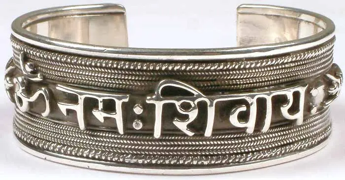 Oxidised Sterling Silver OM Bracelet  Priyaasi