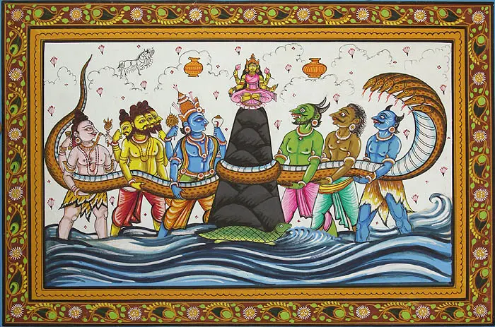 Samudra Manthan (Churning of the Ocean) | Exotic India Art
