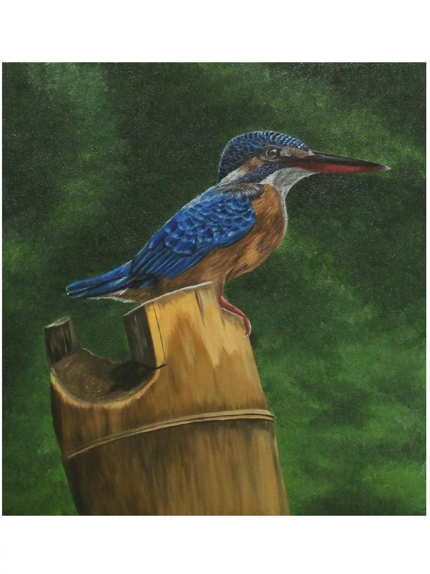 Painting of The Kingfisher Bird | Oil on Canvas | By Karthik | Exotic ...