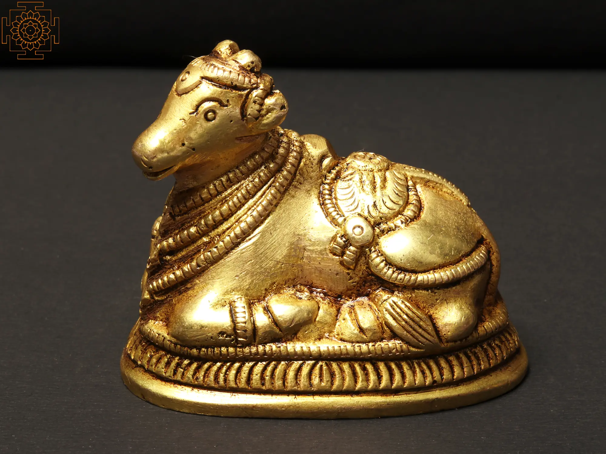 Color Red Gold Color Brass Statue Exotic India Nandi The Vehicle of Lord Shiva 