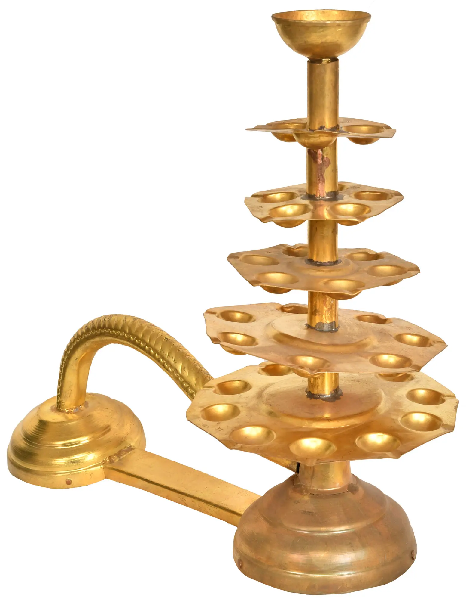Handmade Made In India 4 Handheld Aarti Lamp In Brass