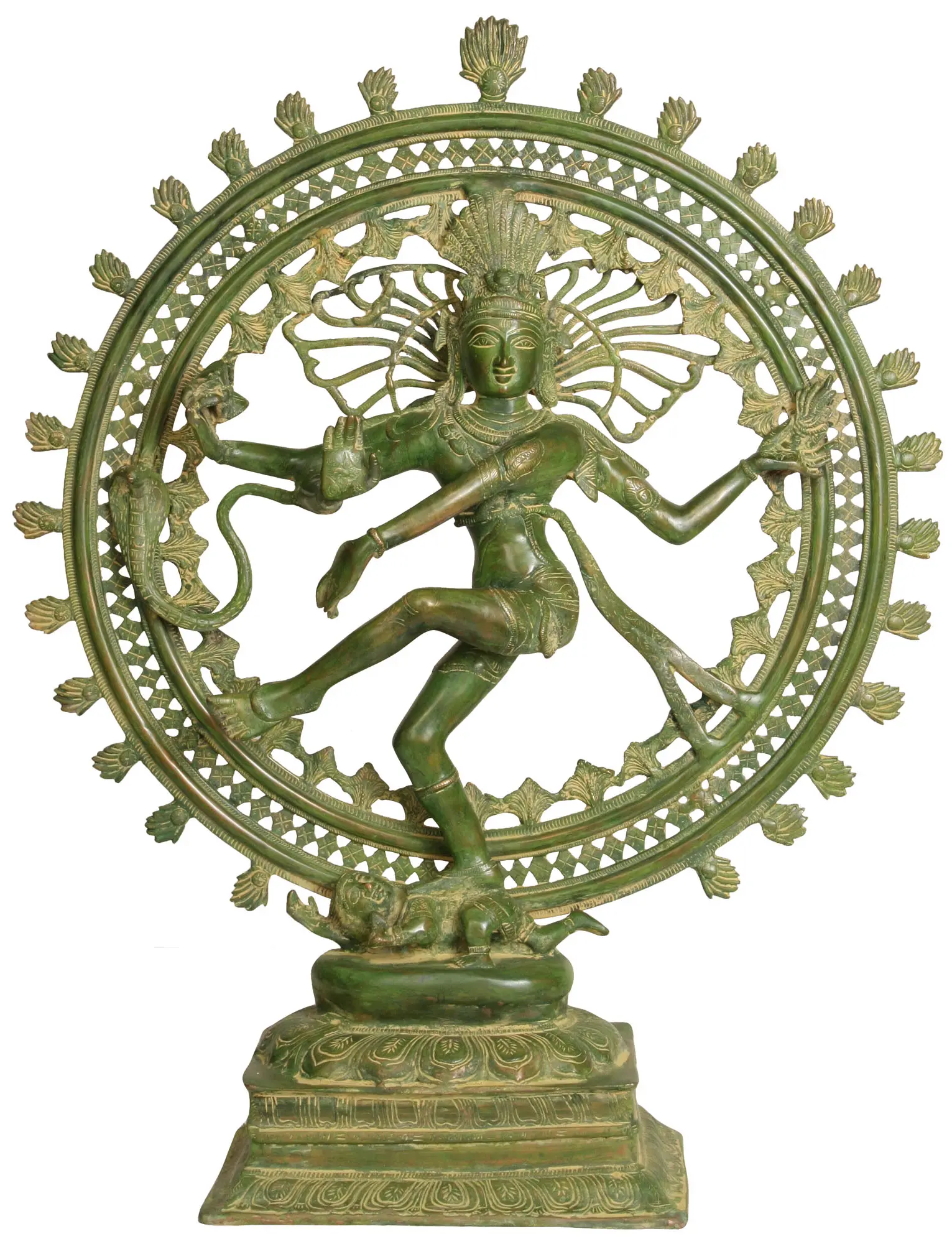 Small Ethnic Hindu/Buddhist Scarf Green Om Ganesh Buddha Natraj Shiva Krishna 