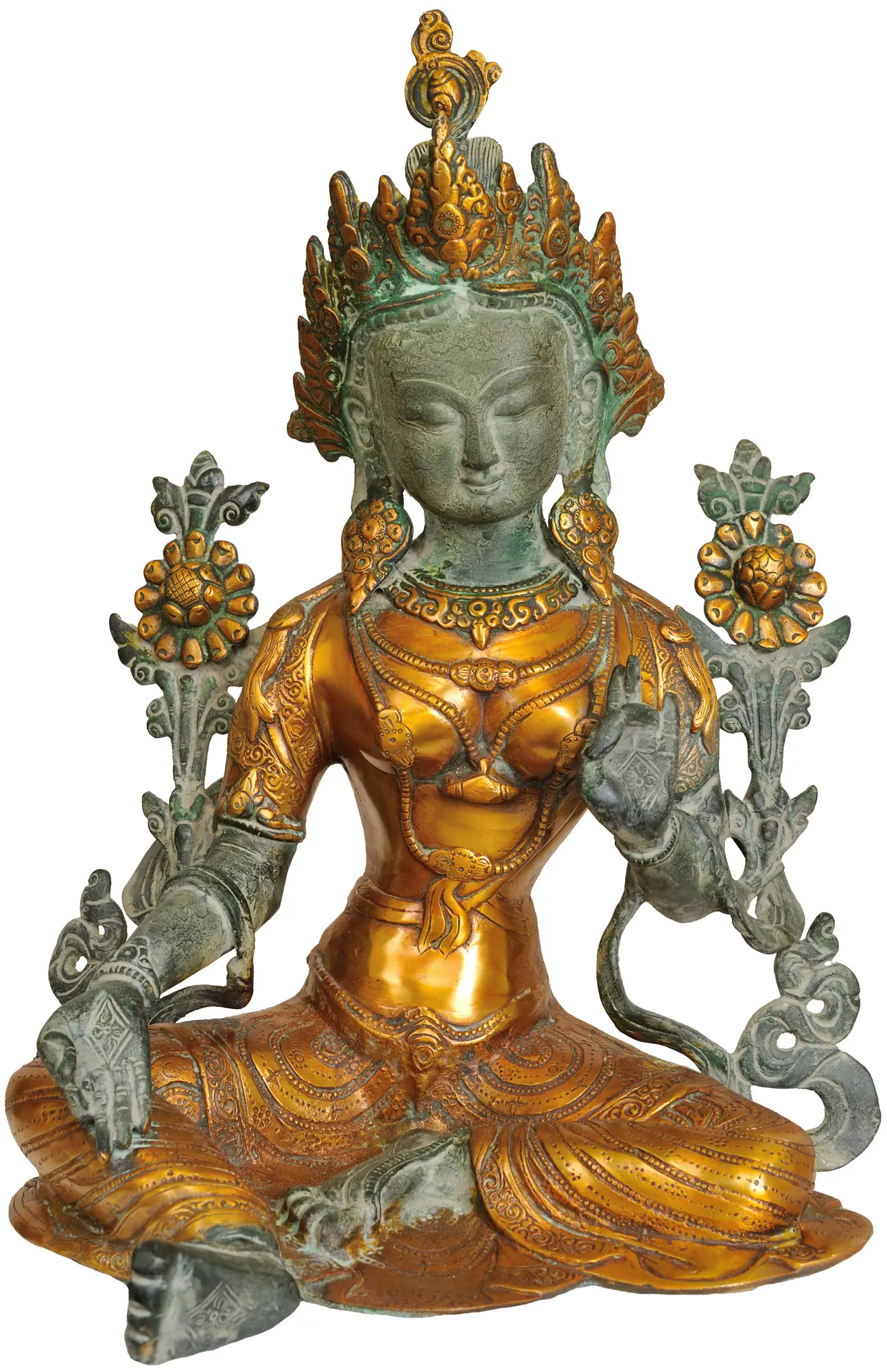 Details about   Brass Buddha Statue Large Goddess Green Tara on Base Tibet Old Religious 17" 