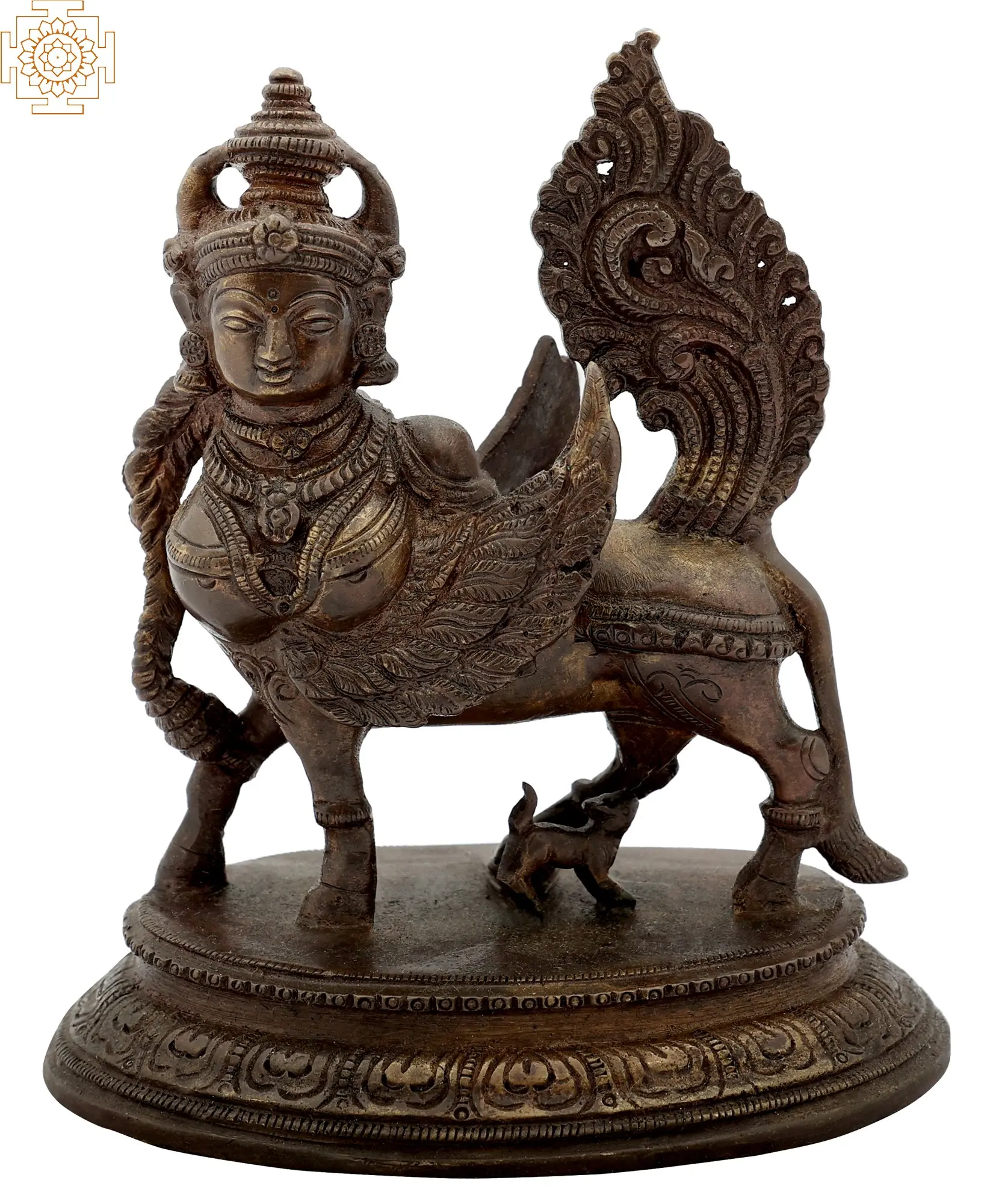 6" Kamadhenu The Wish-Fulfilling Divine Cow In Brass | Handmade | Made In India | Exotic India Art