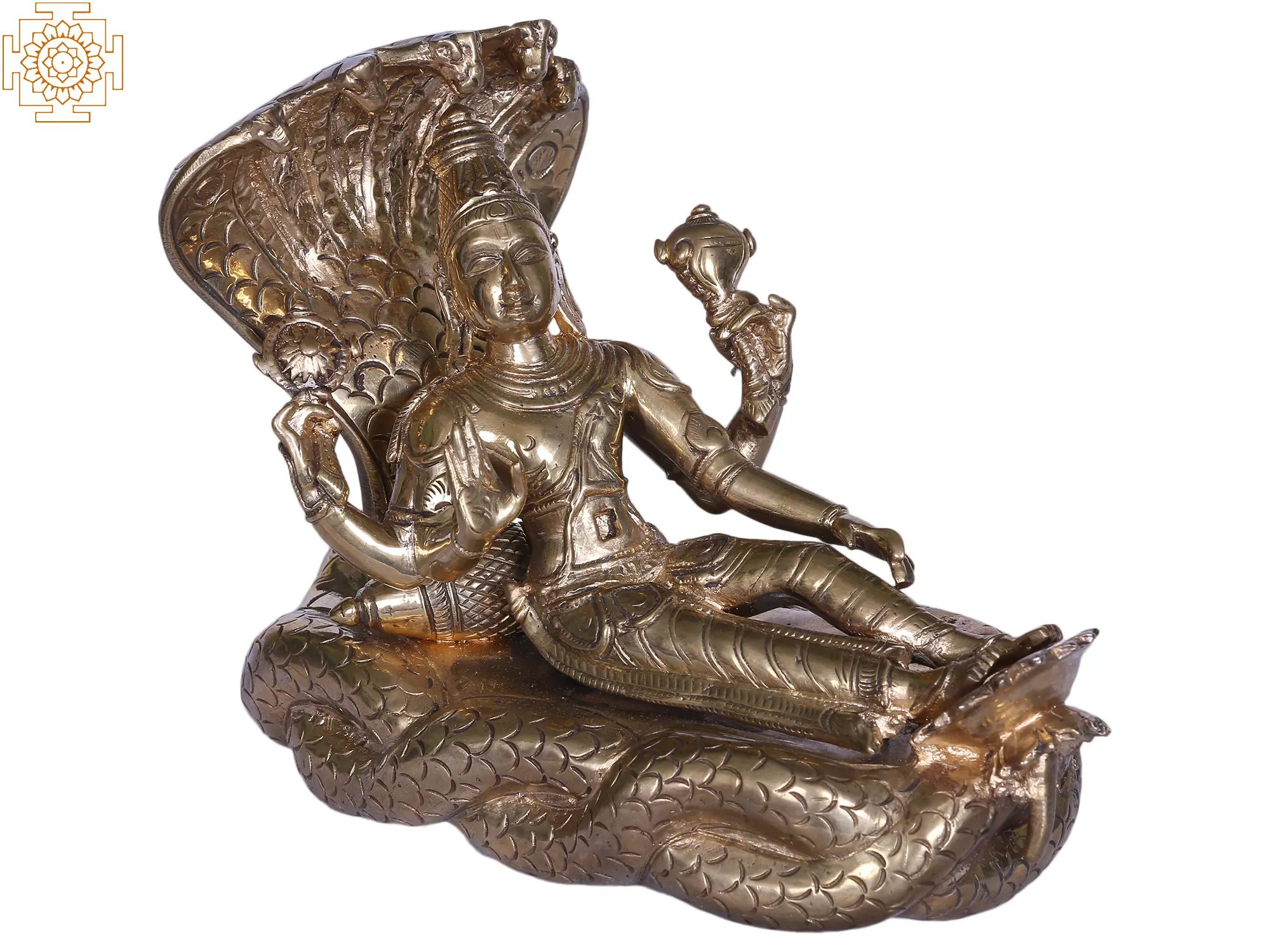 The Advitya Brass Vishnu Sleeping on Base with Sheshnaag (Gold, Height - 4  inch, Width - 7 inch, Weight -1626 gm) : Amazon.in: Home & Kitchen