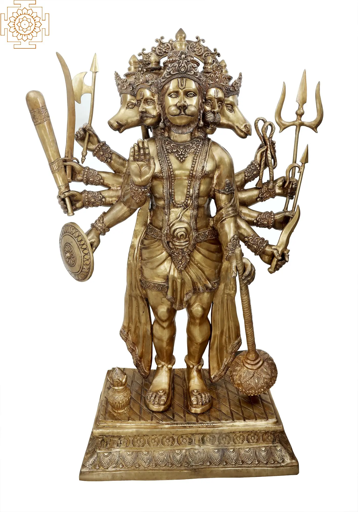 Exotic India Bhagawan Hanuman with a Large Halo Brass Statue 